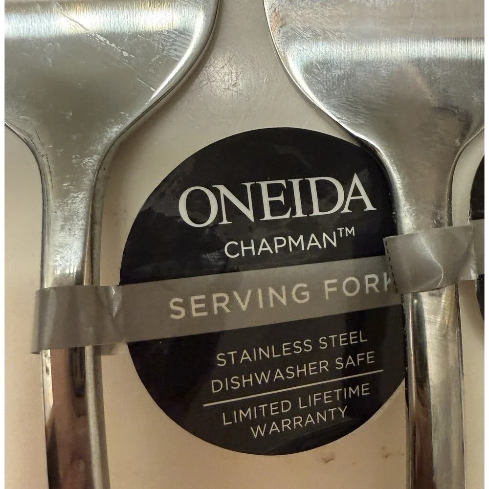 Oneida Chapman Stainless Steel Silver Serving Forks Set of 2 Dishwasher Safe